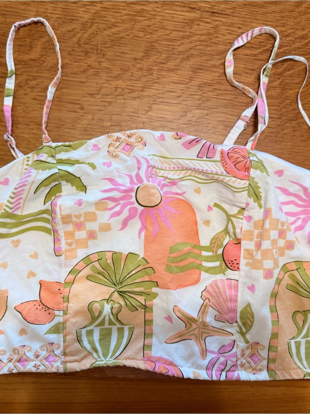 Women’s Tropical Pink & Green Crop Cami Top